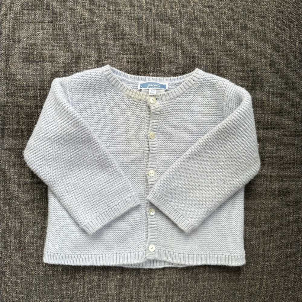 Jacadi Light Blue Knit cardigan Sweater newborn